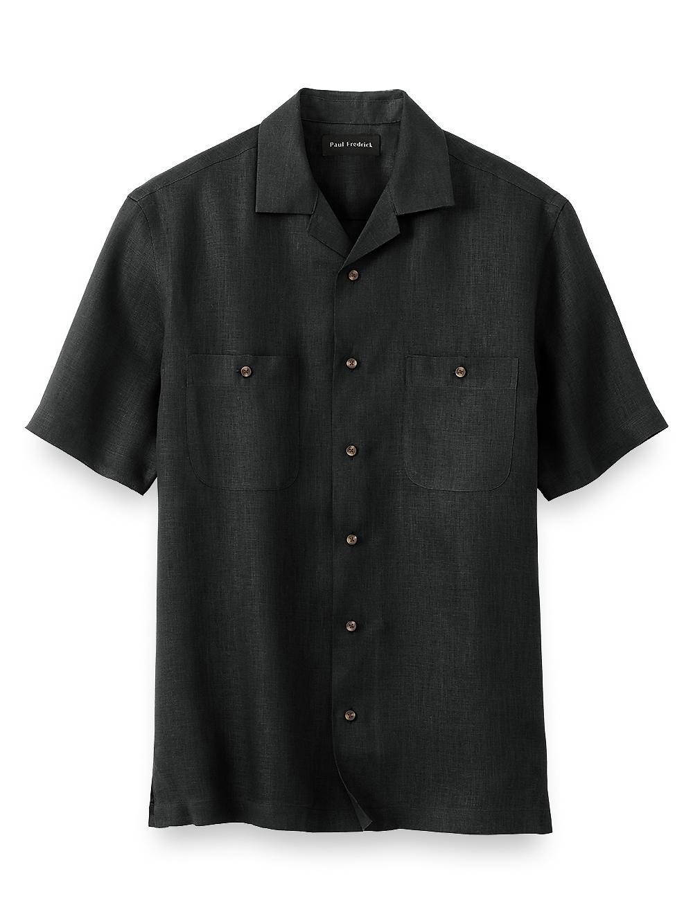 Linen Solid Casual Shirt - Black Product Image