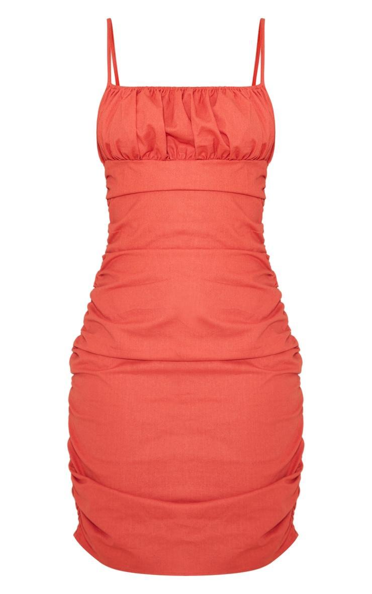  Tall Rust Strappy Linen Look Bodycon Dress Product Image