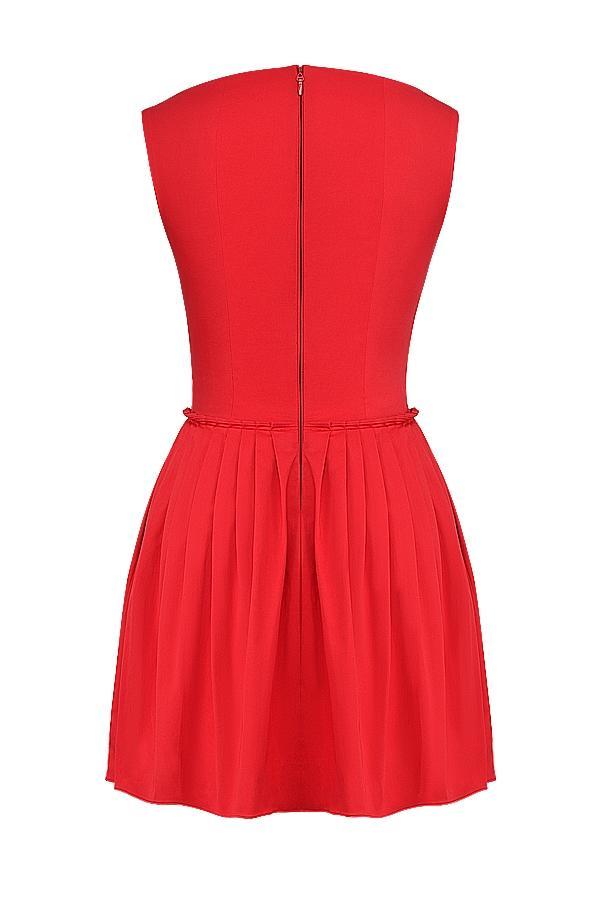 Cupid Scarlet Pleated Mini Dress Product Image