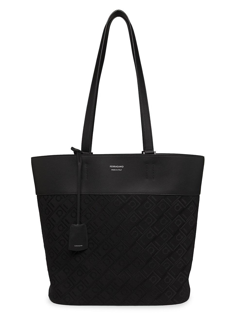 Mens Logo Print Jacquard & Leather Tote Product Image