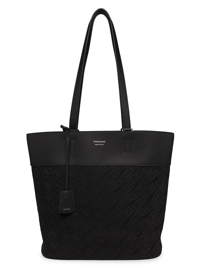 Mens Logo Print Jacquard & Leather Tote Product Image