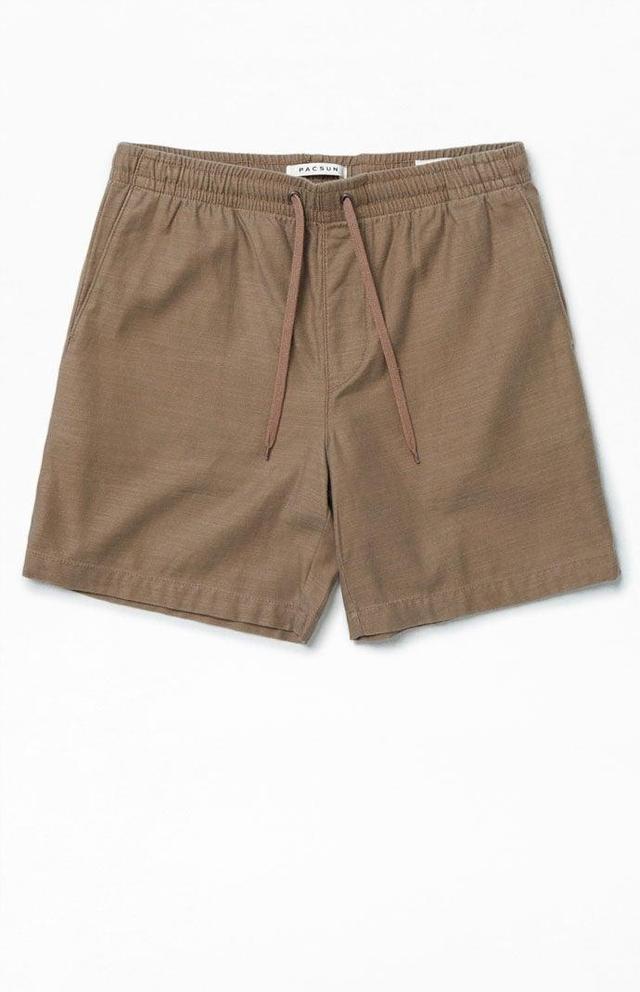 Mens Brown Textured Volley Shorts Product Image