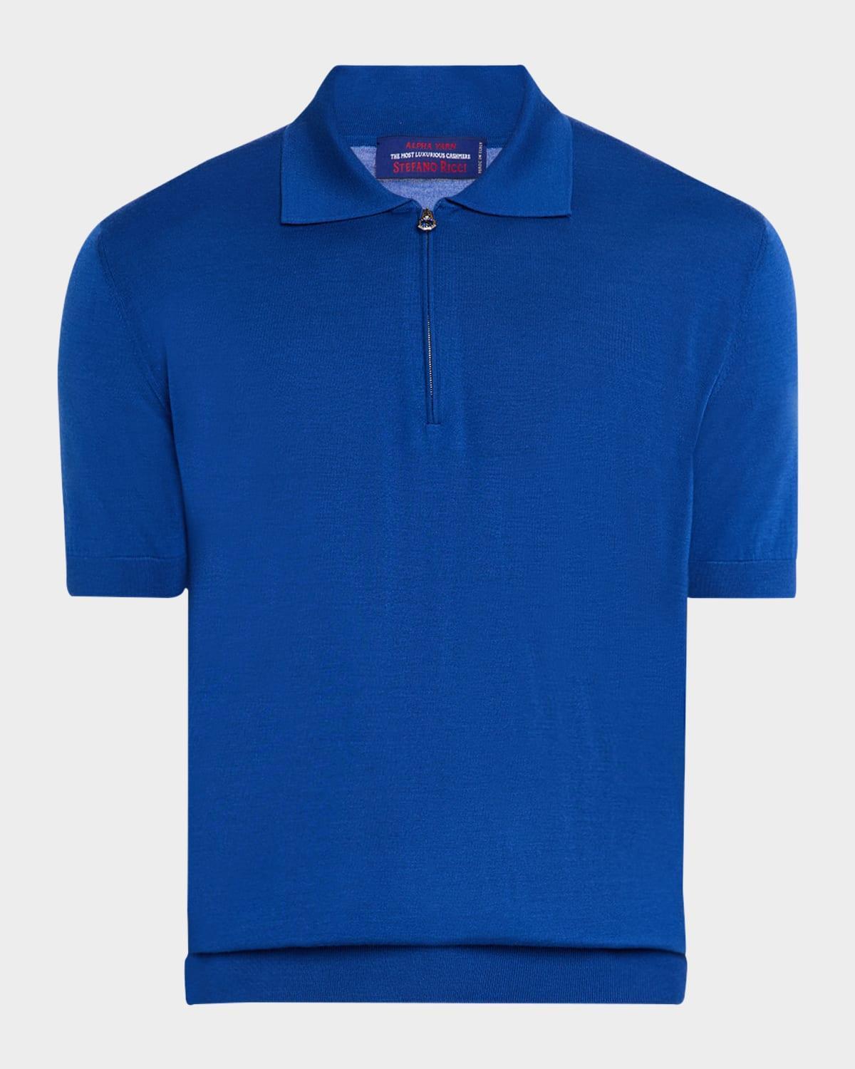 Men's Quarter-Zip Short-Sleeve Polo Sweater Product Image