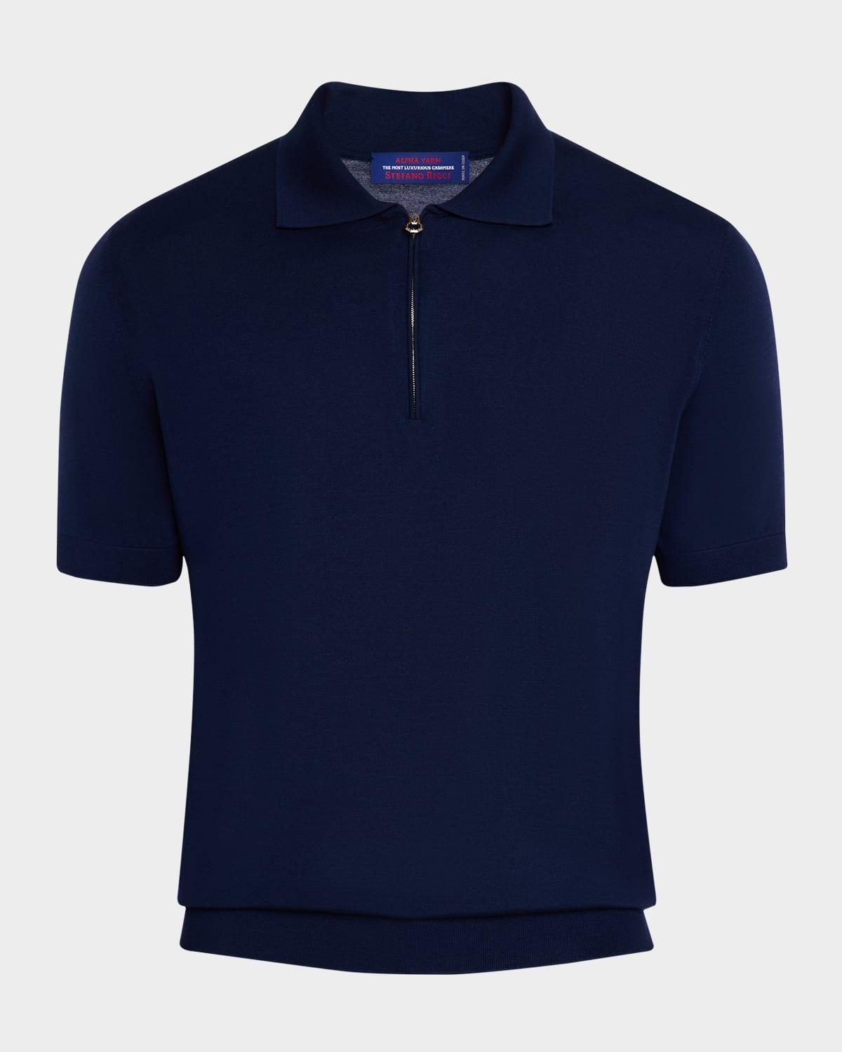 Men's Quarter-Zip Short-Sleeve Polo Sweater Product Image