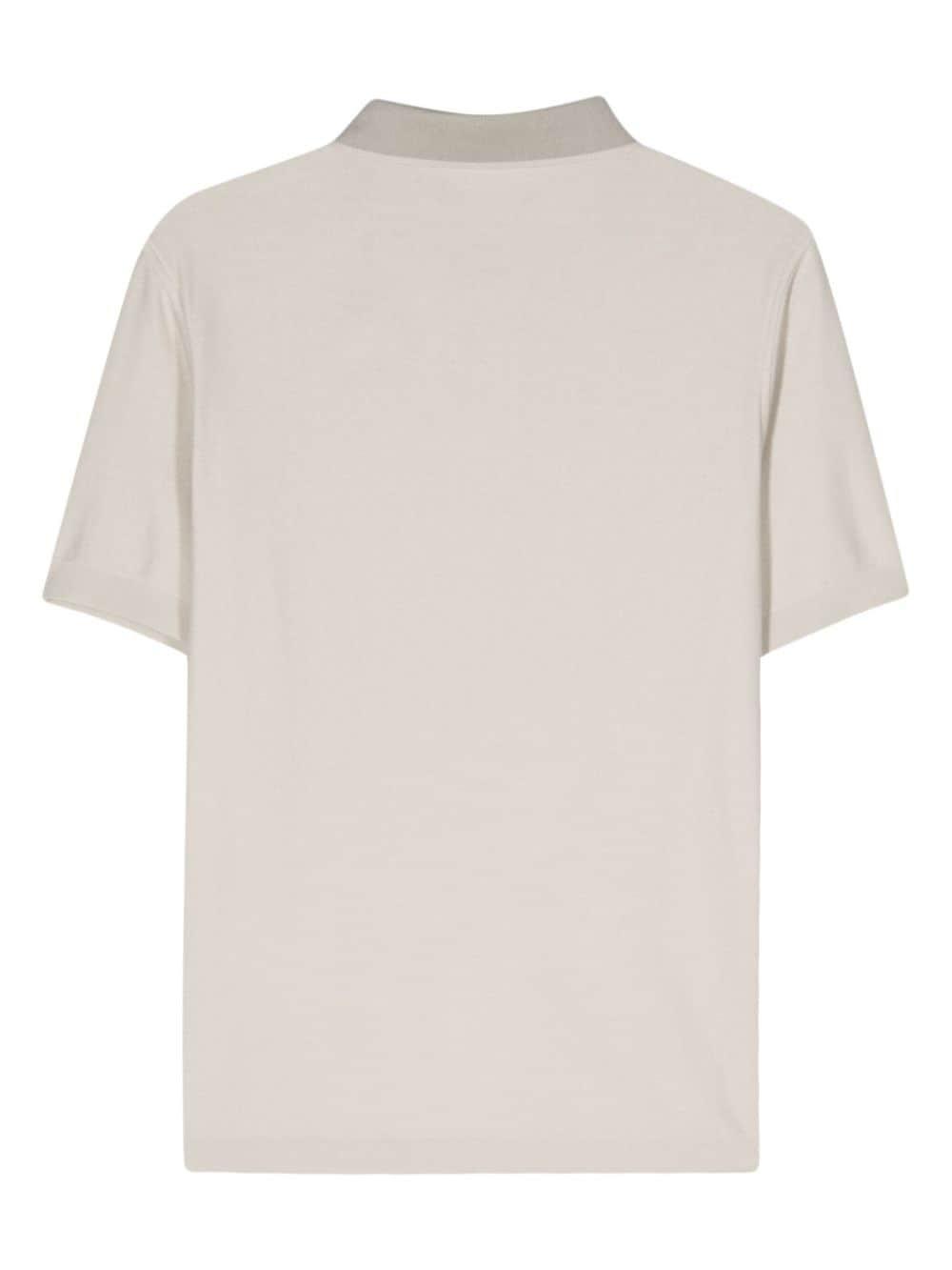 Contrasting-collar Polo Shirt In Neutrals Product Image