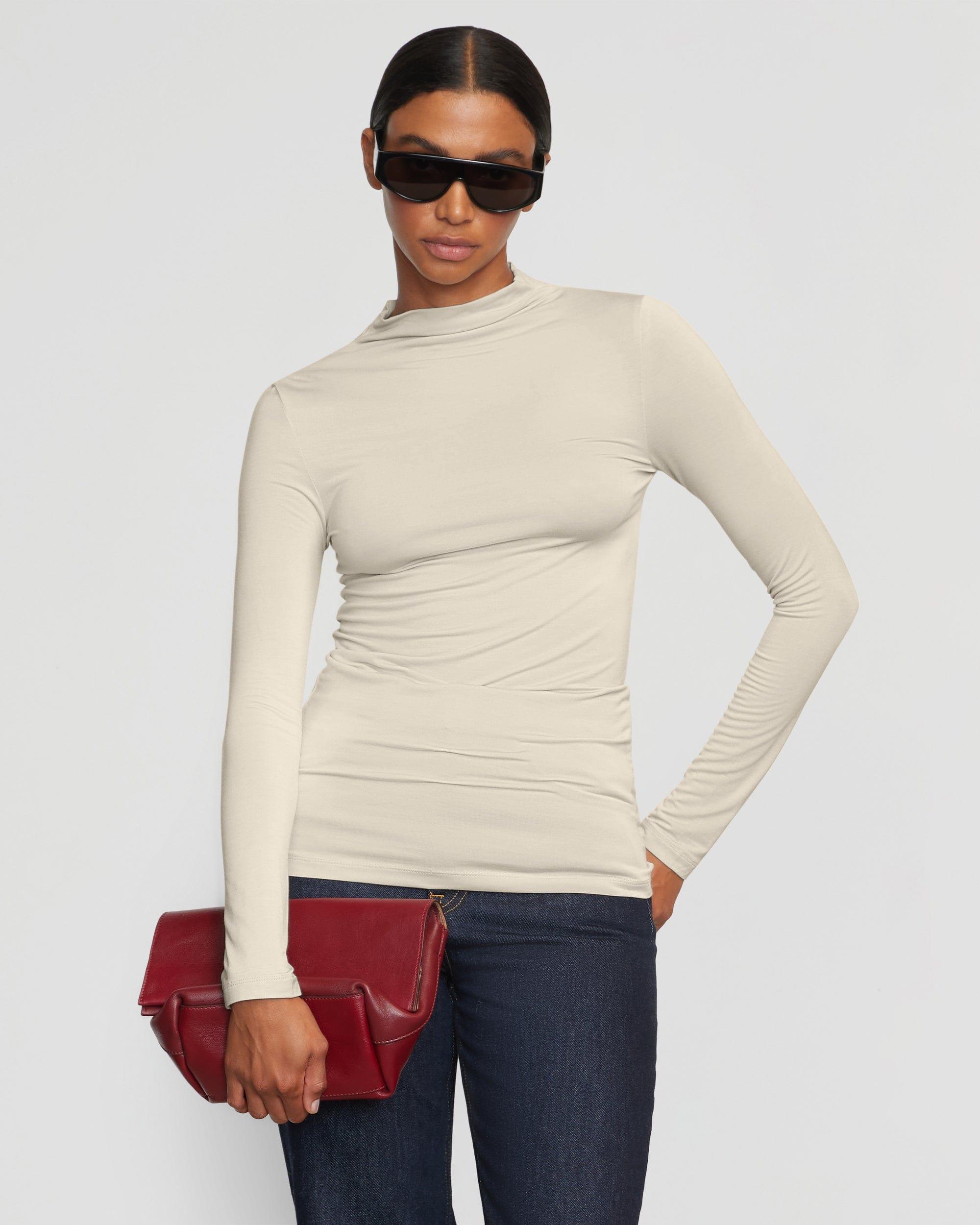 Ava Mock-Neck Long-Sleeve Tee Product Image