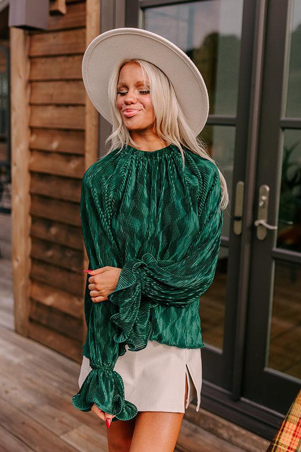 Found Your Love Pleated Top In Hunter Green Product Image