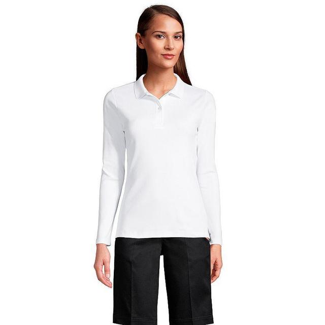 Womens Lands End School Uniform Long Sleeve Interlock Polo Shirt Product Image