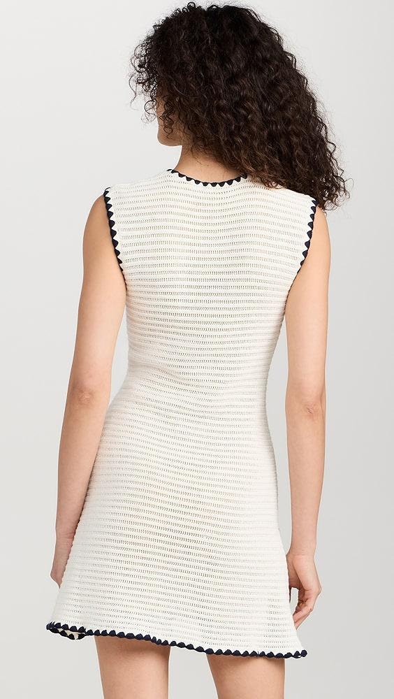 Self Portrait Cream Crochet Contrast Trim Mini Dress | Shopbop Product Image