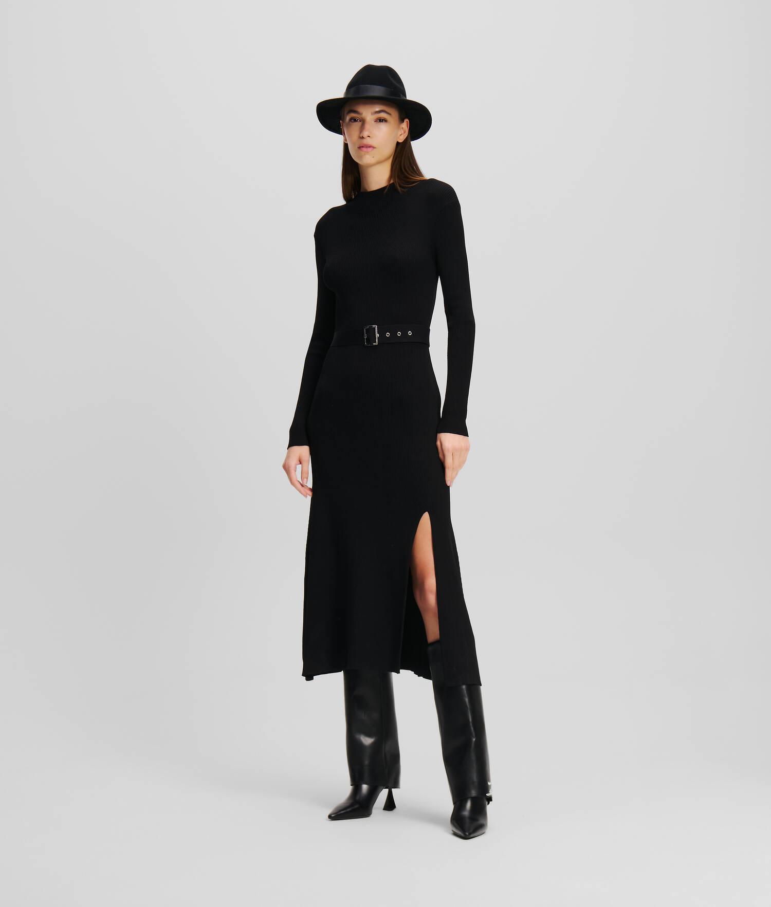 LONG-SLEEVED BELTED KNIT DRESS product image