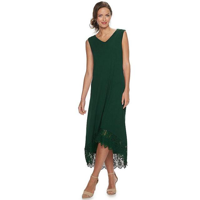 Womens Nina Leonard Crochet-Hem Midi Dress Green Product Image