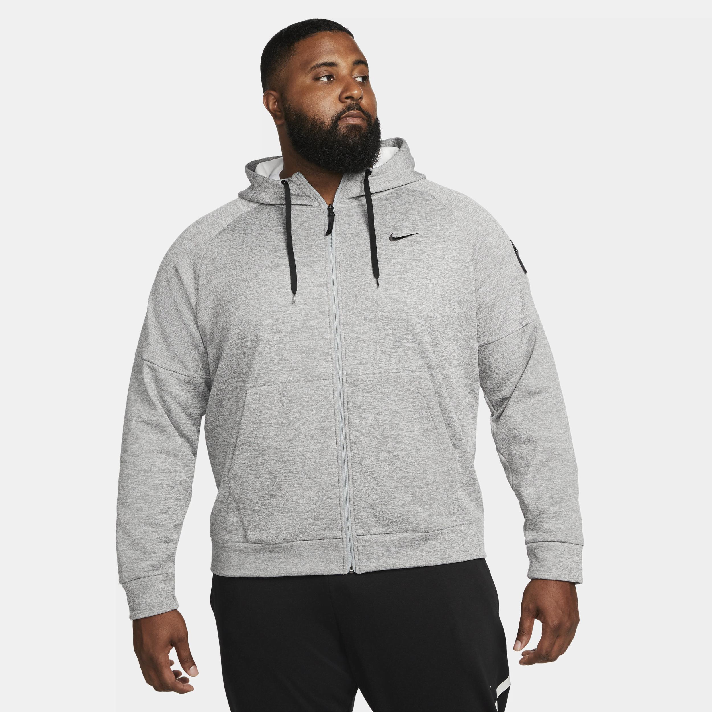 Nike Mens Nike Therma Fleece Full-Zip Hoodie - Mens Black/Particle Grey/Dark Grey Heather Product Image