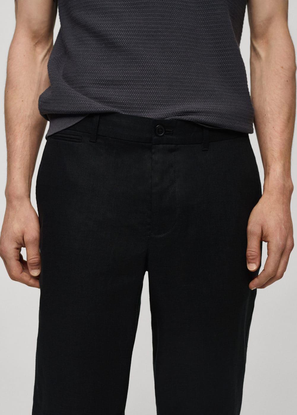 Mango Mens Linen Slim-Fit Pants Product Image