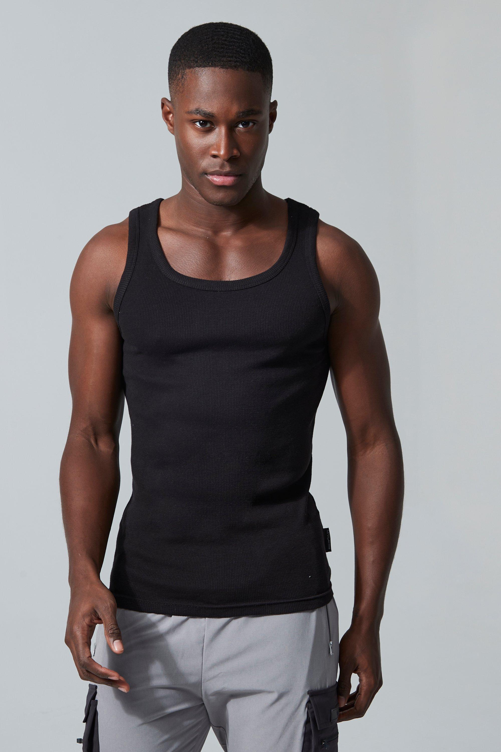 Man Active Gym Muscle Fit Ribbed Vest | boohooMAN USA Product Image