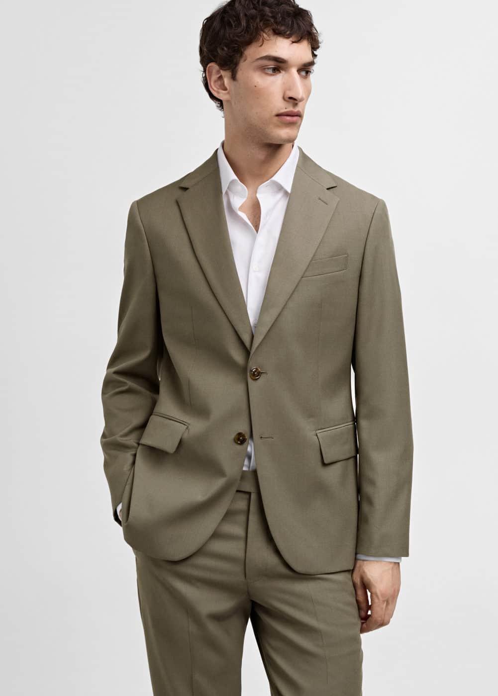 MANGO MAN - 100% virgin wool slim-fit suit blazer pastel greenMen Product Image