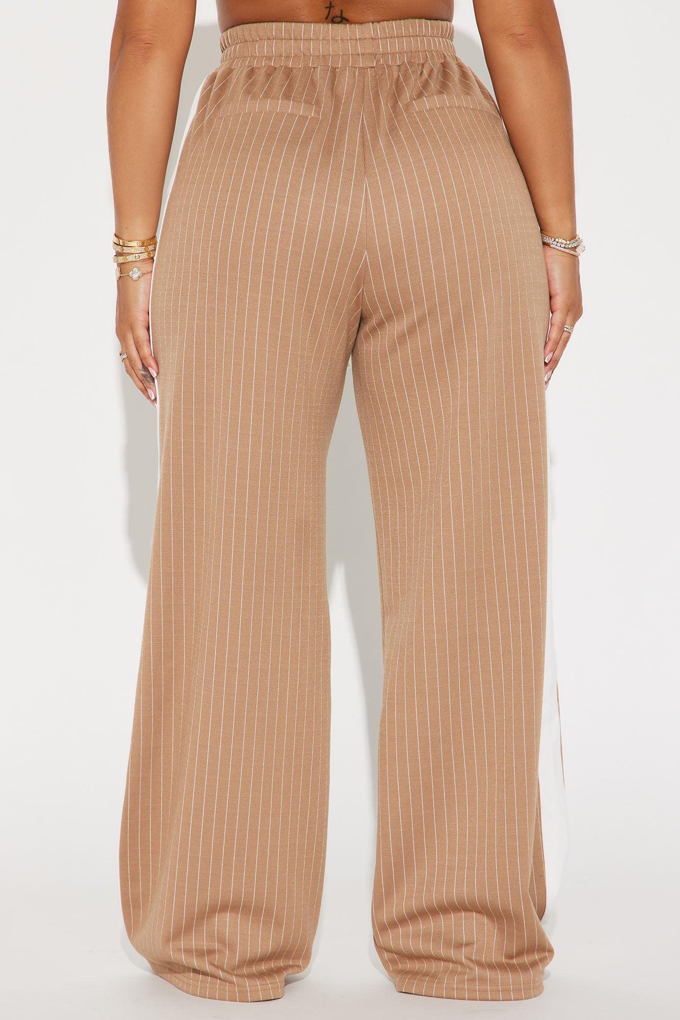 Want Nothing More Pinstripe Track Pant - Taupe/combo Product Image