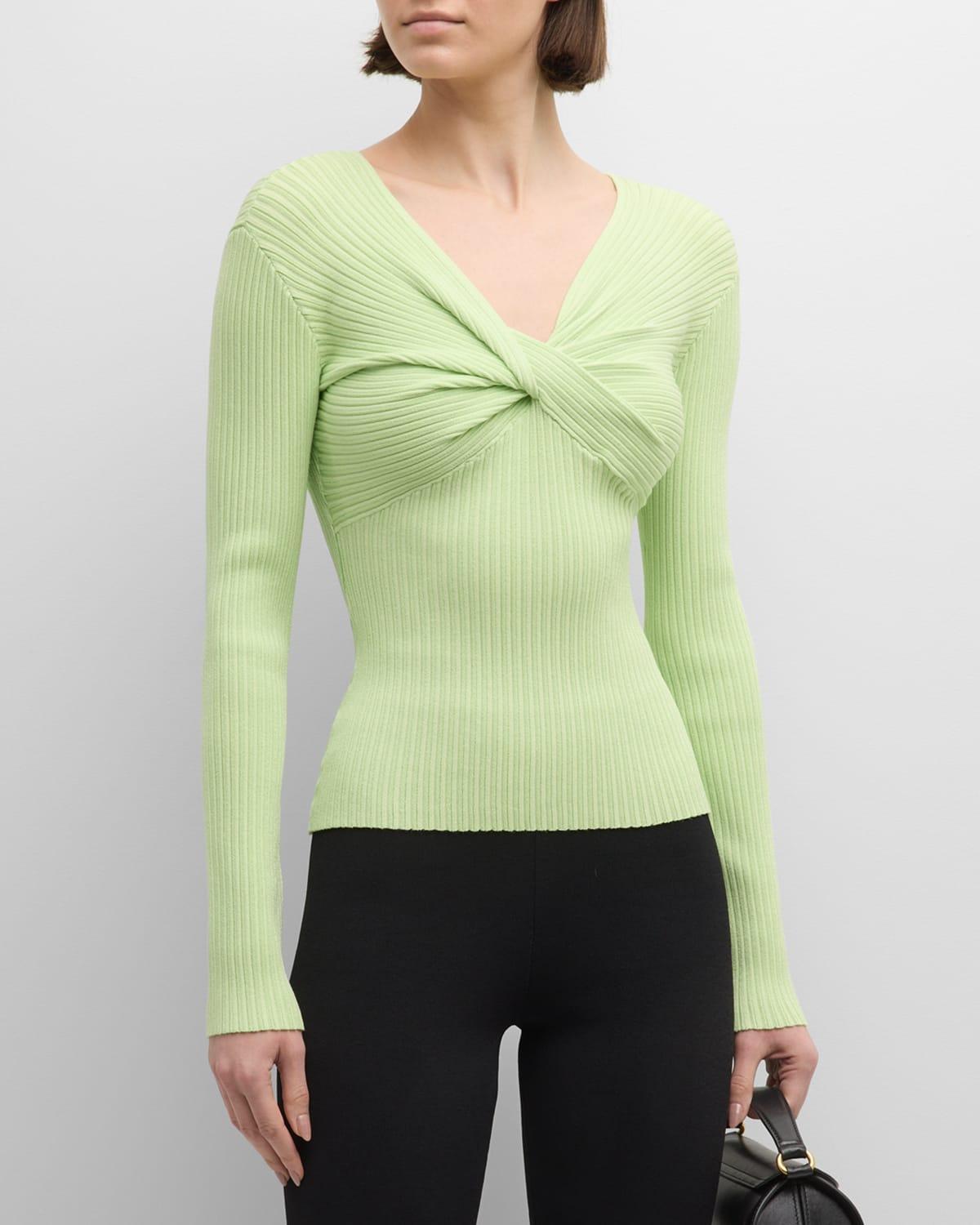 Ribbed Twist-Front Sweater Product Image