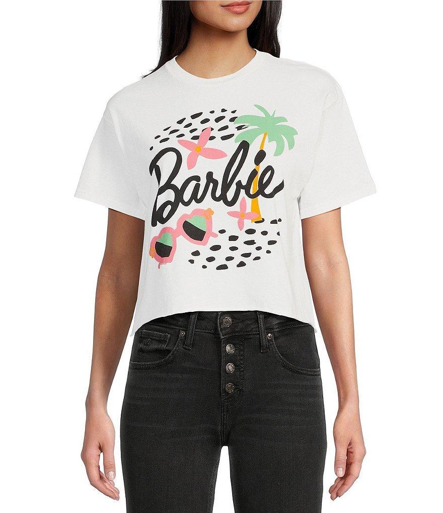 Junk Food Barbie Beach Oversized Cropped Raw Edge T-Shirt Product Image