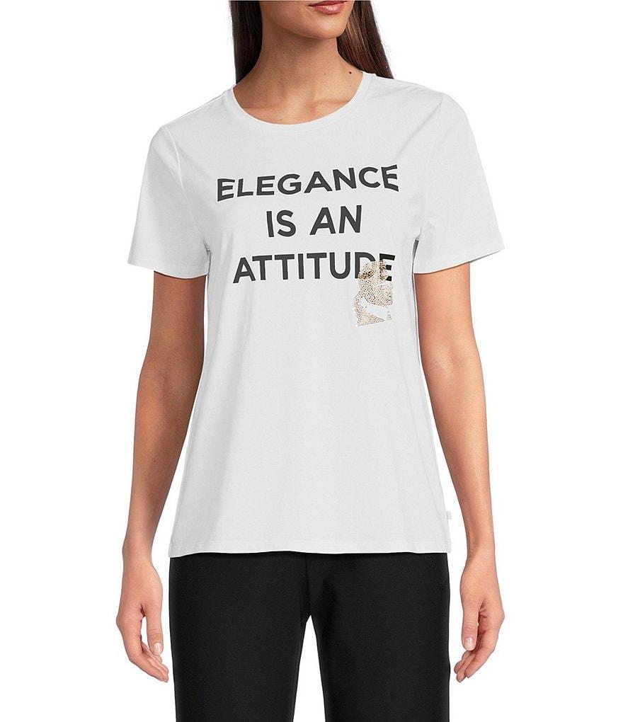 KARL LAGERFELD PARIS Elegance Logo Knit Crew Neck Short Sleeve Tee Shirt Product Image