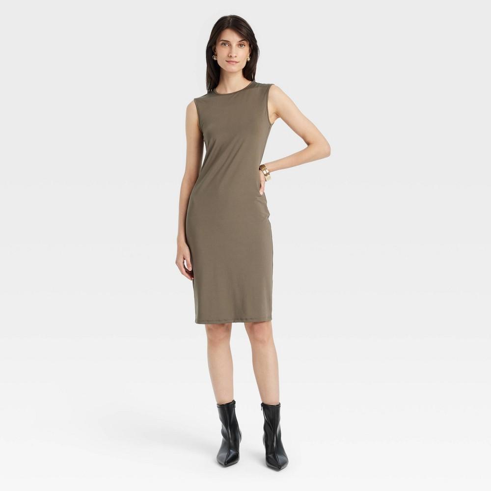 Womens Knit Dress - A New Day Olive XL Product Image