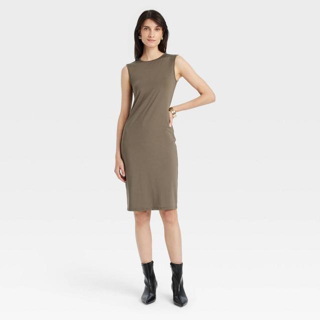 Womens Knit Bodycon Dress - A New Day Olive XL Product Image