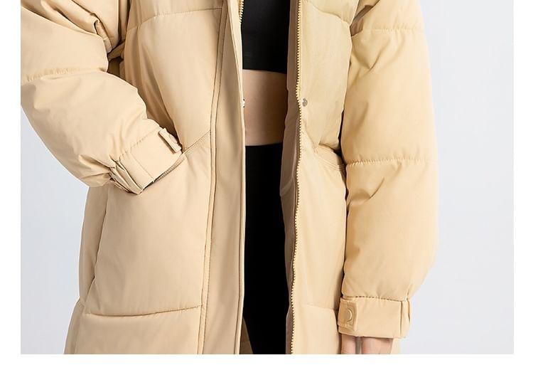 Hooded Zip-Up Long Puffer Coat Product Image