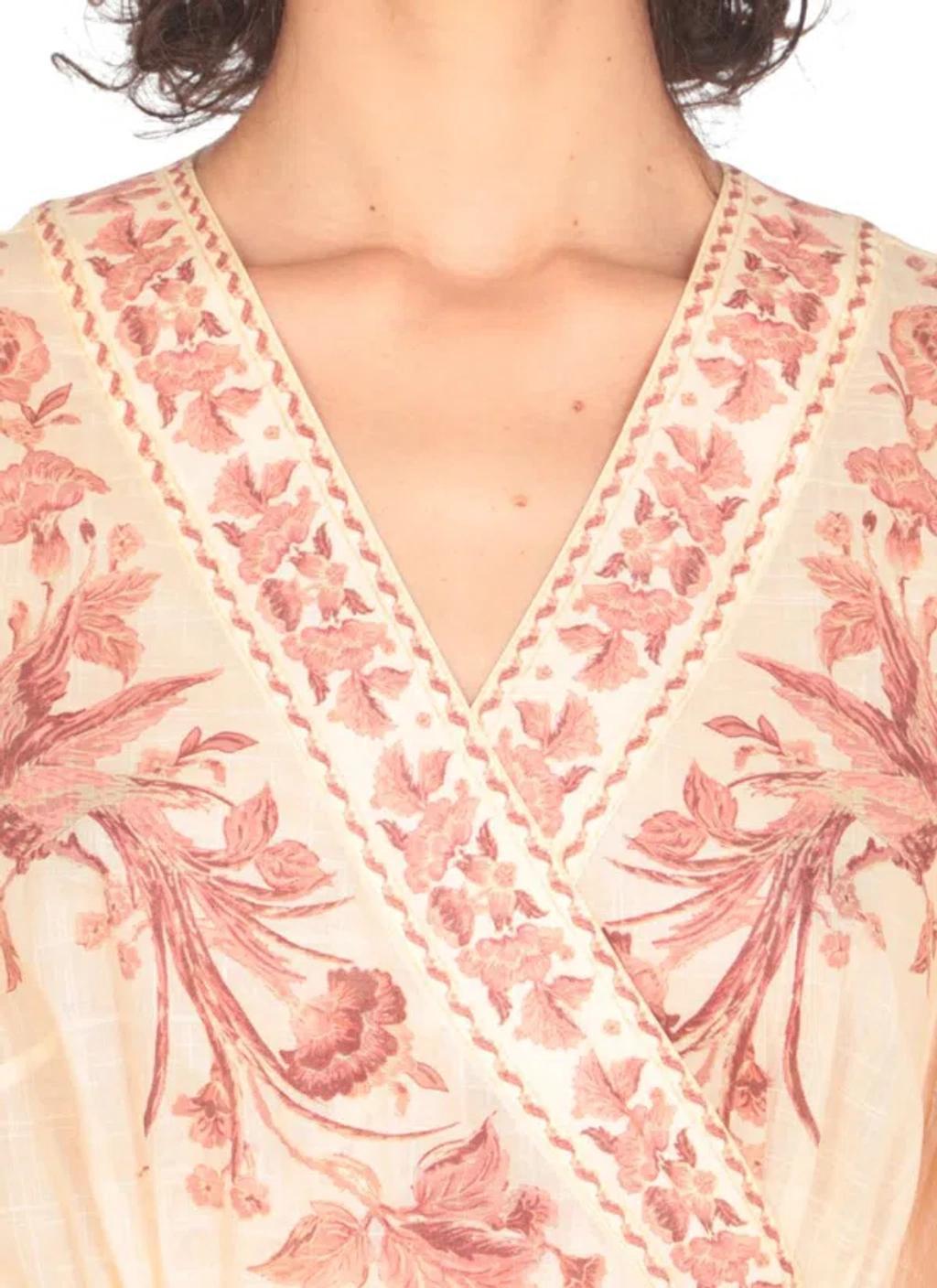 ZIMMERMANN Mini Dress In Cream Pink Bird Product Image