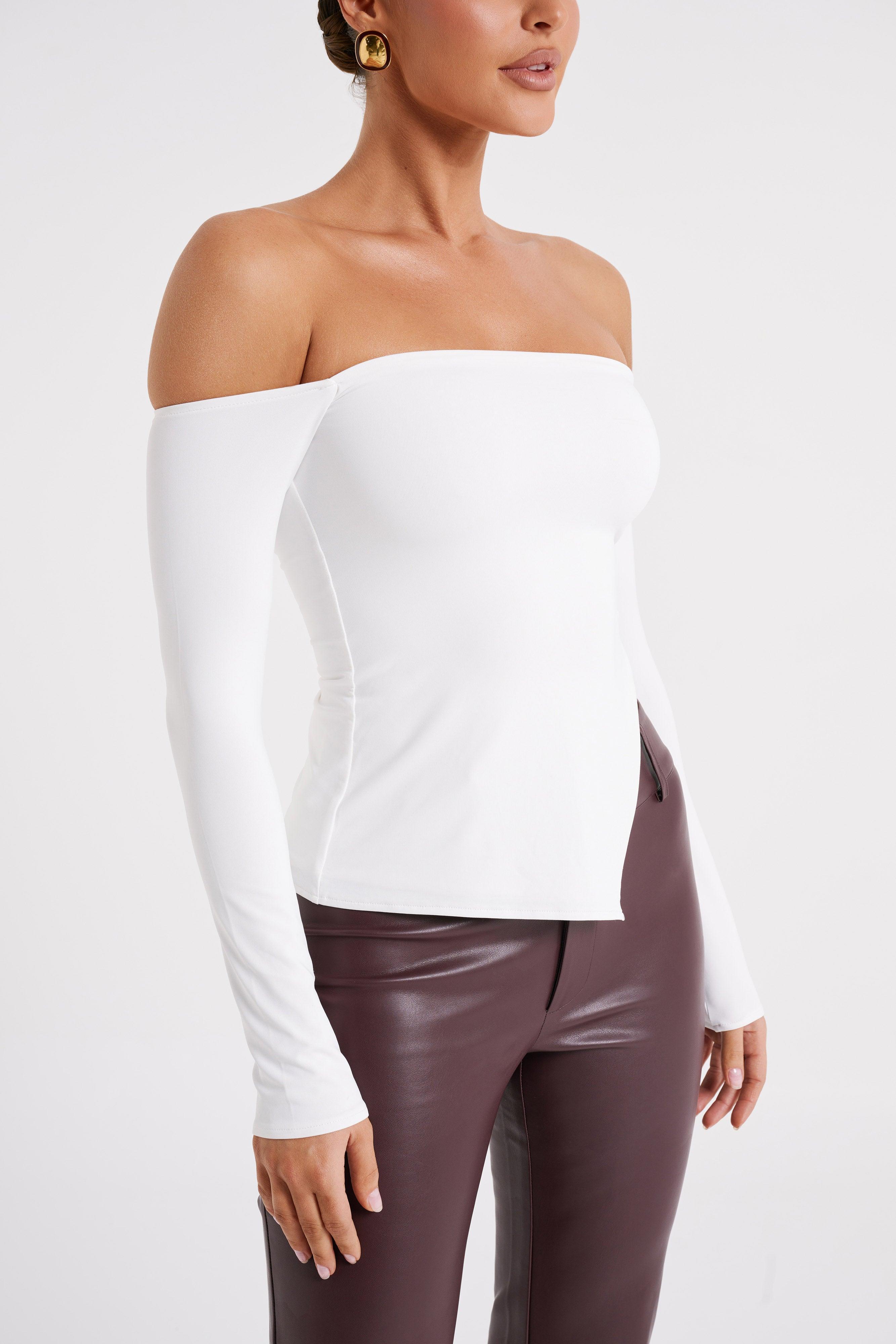 Carmen Recycled Nylon Off Shoulder Top - White Product Image