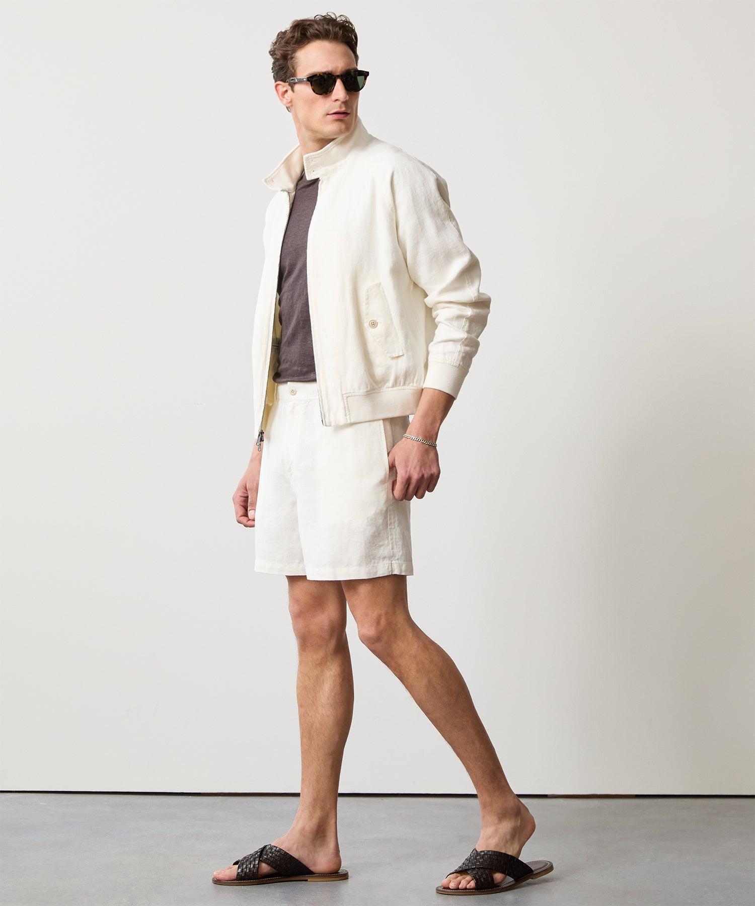 Cropped Linen Harrington Jacket Product Image