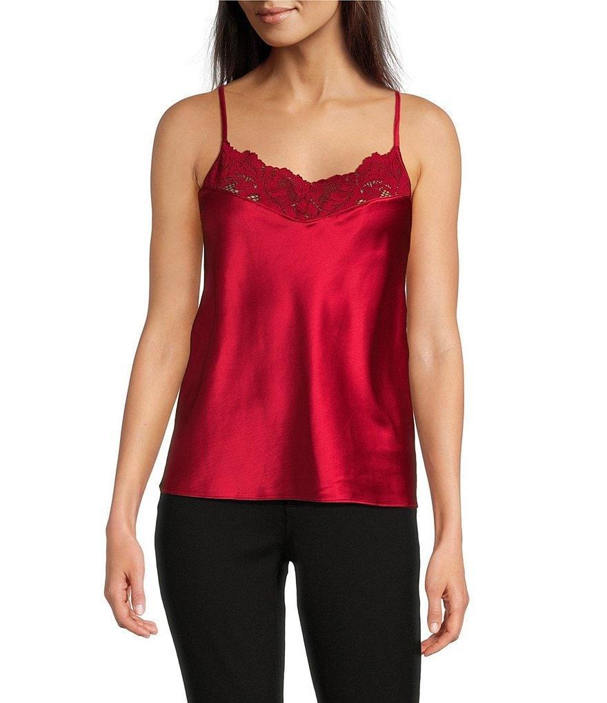 Le Mystere Lace Allure Satin Sleeveless V-Neck Cami Product Image