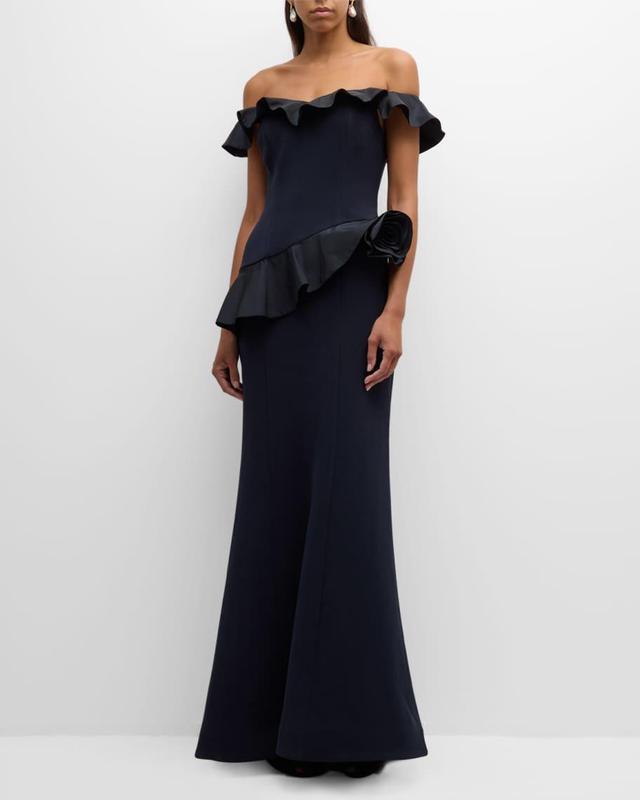 Off-Shoulder Ruffle Trumpet Gown Product Image