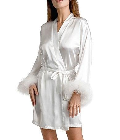 In Bloom by Jonquil Feather Trim Satin Robe Product Image