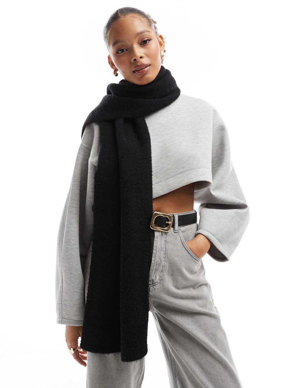 Cotton On fluffy scarf in black Product Image