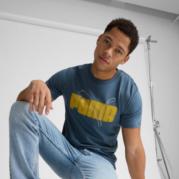 PUMA ESS+ Logo Lab Holiday Men's T-Shirt in Grey Skies Product Image