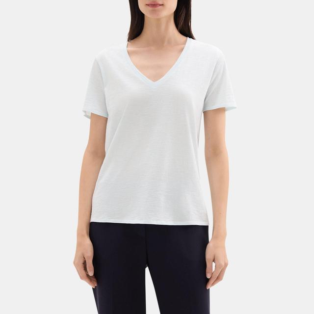 Slub Cotton V-Neck Tee | Theory Outlet Product Image