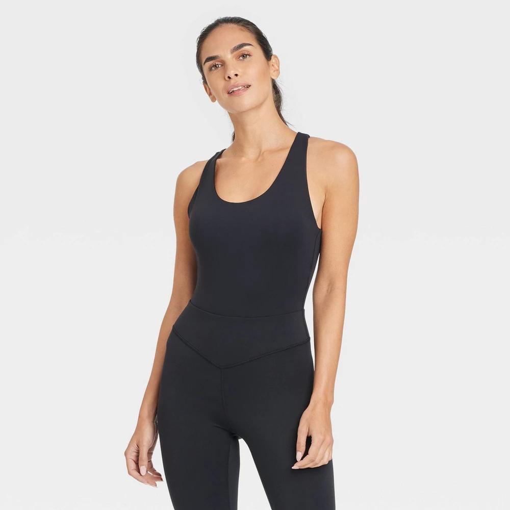 Womens Cross Back Active Bodysuit - JoyLab Black L Product Image