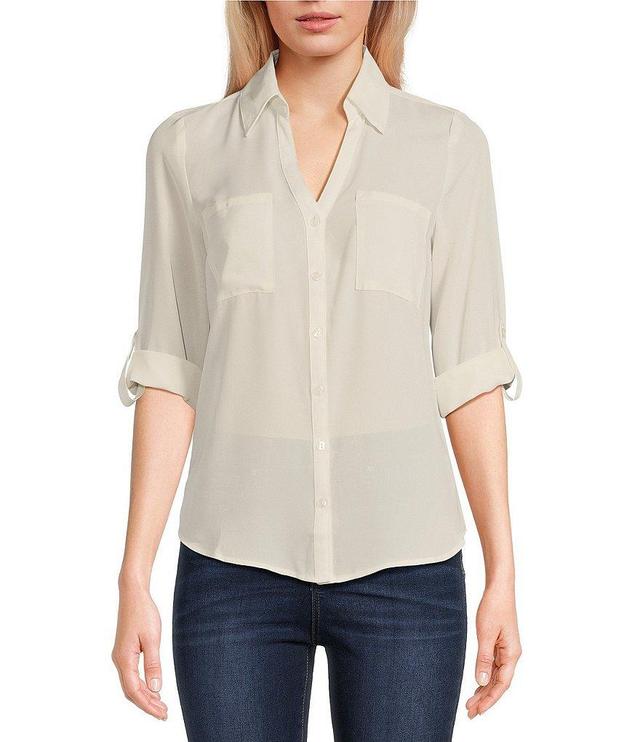 I.N. San Francisco Notch Collar 3/4#double; Sleeve Front Button Shirt Product Image