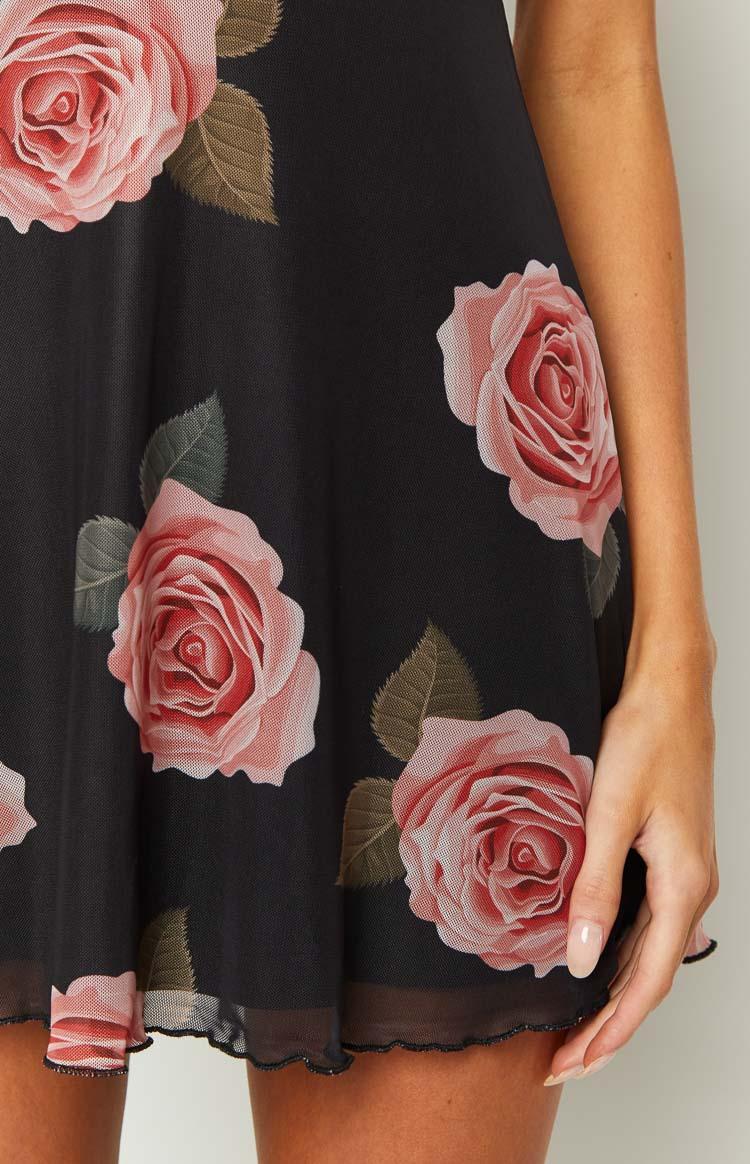 Eleanora Black Floral Mini Dress Product Image