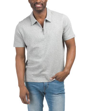 Quarter Zip Jacquard Polo For Men Product Image