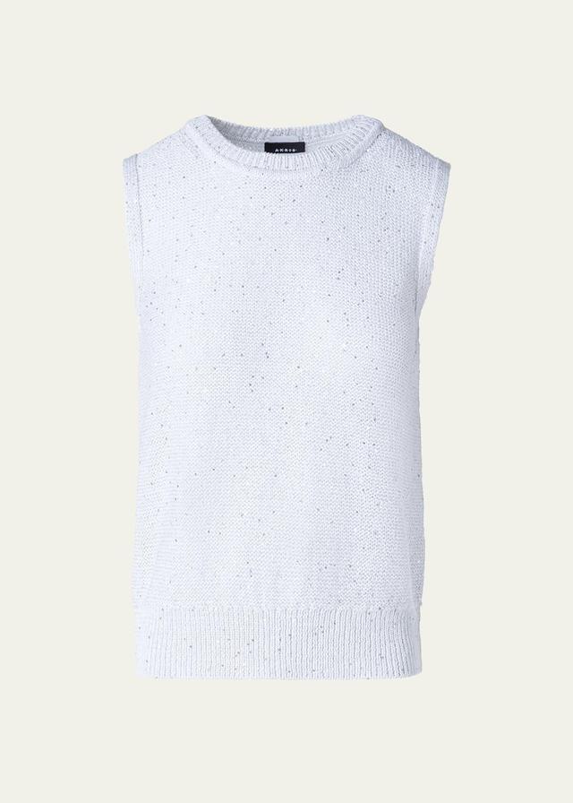 Akris Sequin Linen Blend Sweater Vest Product Image