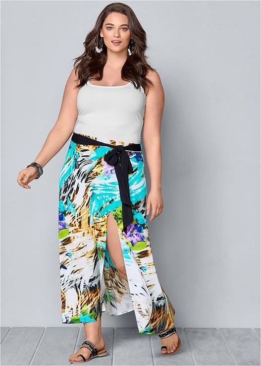 Belted Print Maxi Skirt Product Image