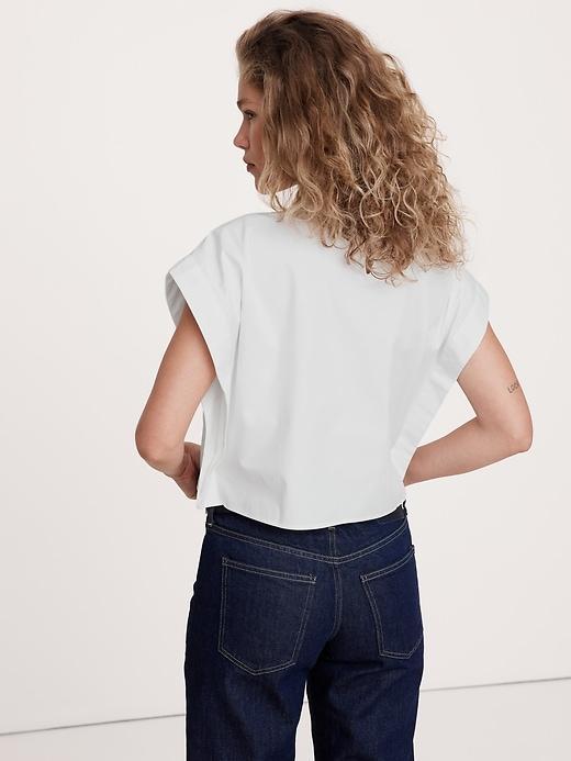 Cotton Sharp-Shoulder Cropped Top Product Image