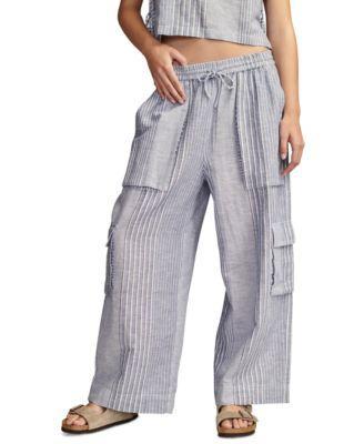 Lucky Brand Womens Drawstring Linen-Blend Cargo Pants Product Image