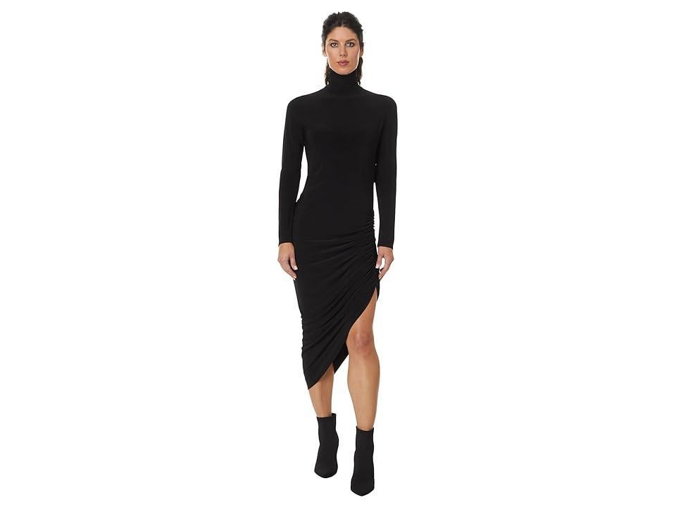 Norma Kamali Long Sleeve Turtleneck Side Drape Dress To Midcalf Women's Dress Product Image