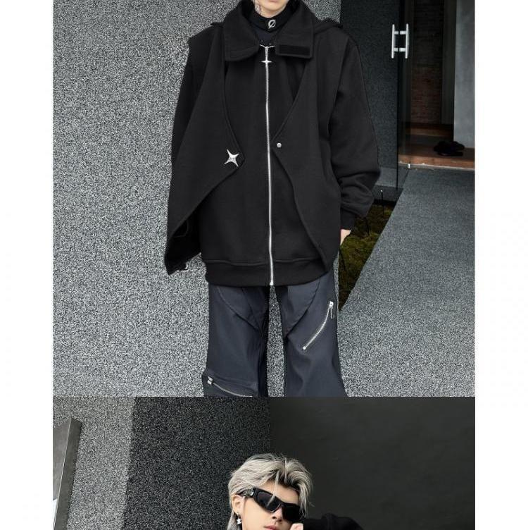 Plain Asymmetrical Zip Jacket Product Image