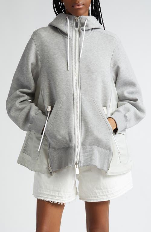 Womens Sponge Sweat X Nylon Twill Zip-Front Hoodie Product Image