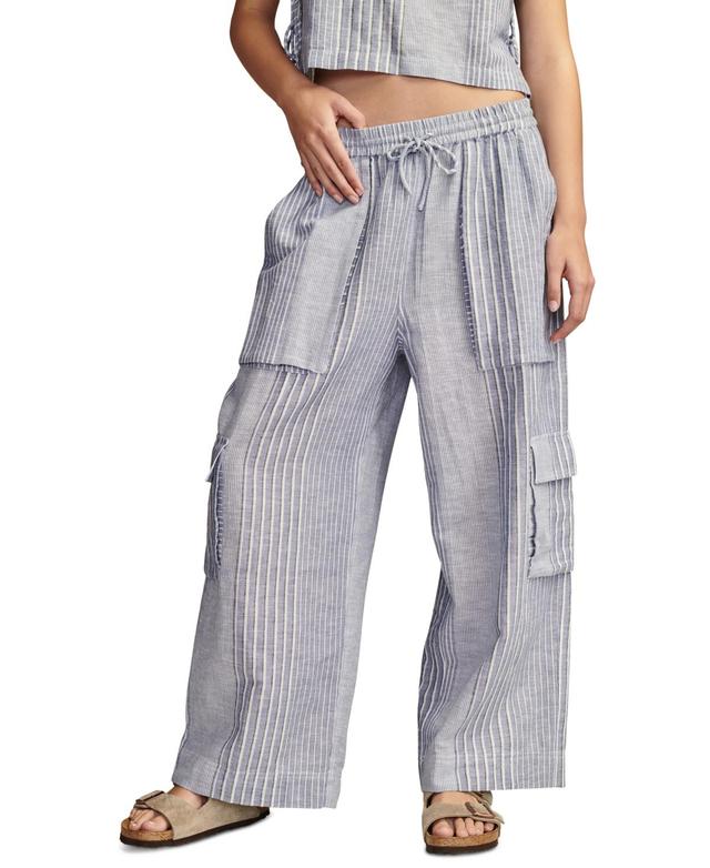 Lucky Brand Womens Drawstring Linen-Blend Cargo Pants Product Image