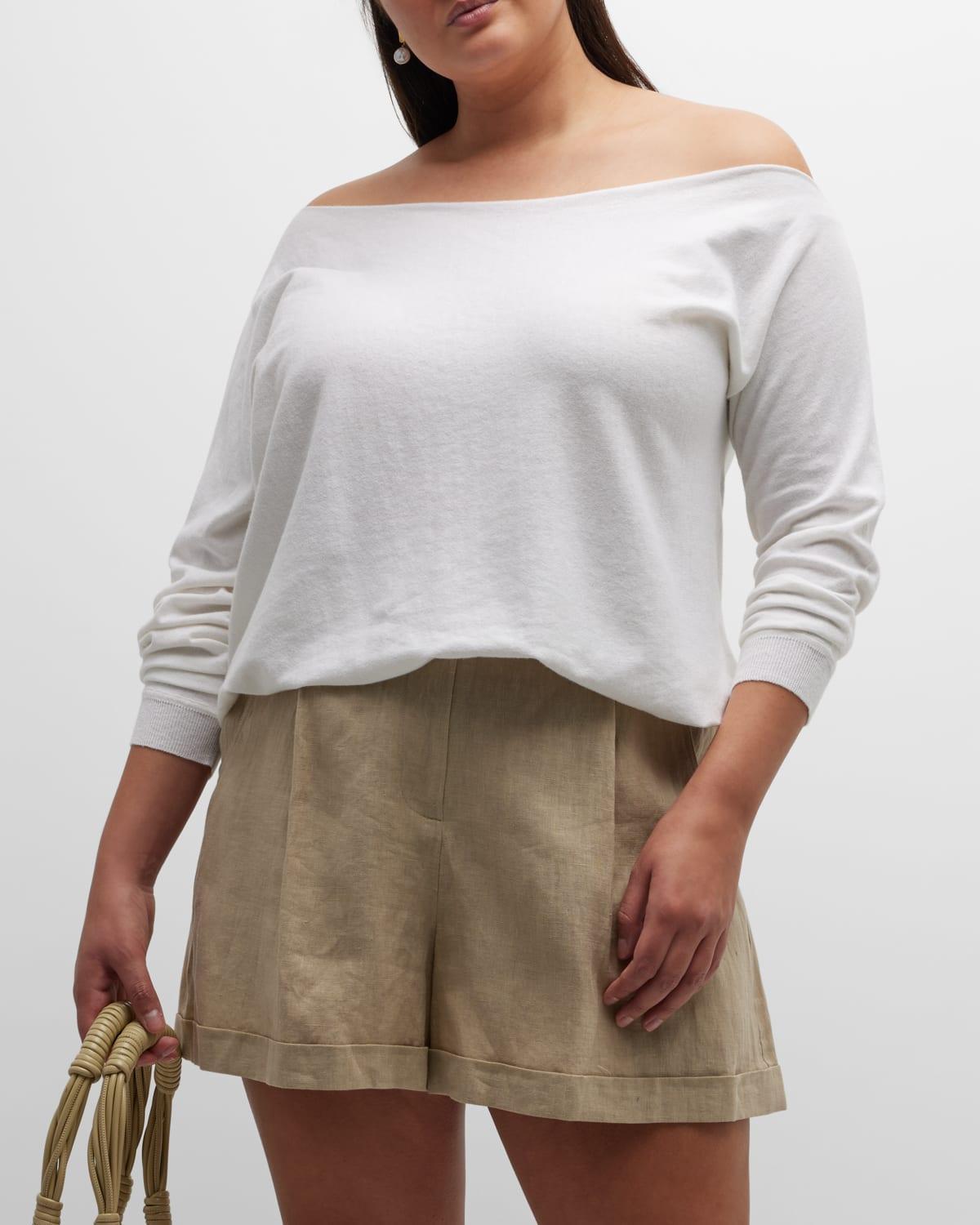 MINNIE ROSE One-Shoulder Cotton & Cashmere Sweater Product Image