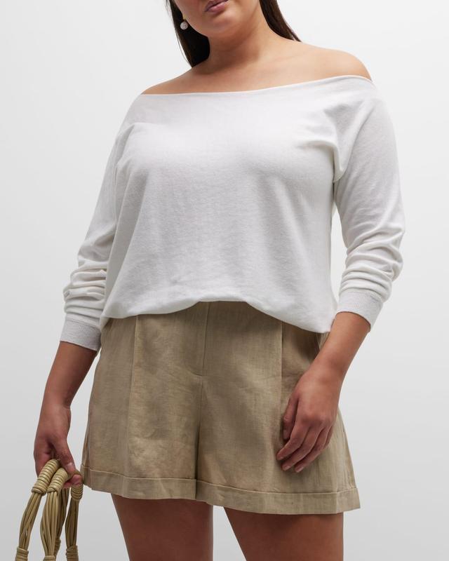 MINNIE ROSE One-Shoulder Cotton & Cashmere Sweater Product Image