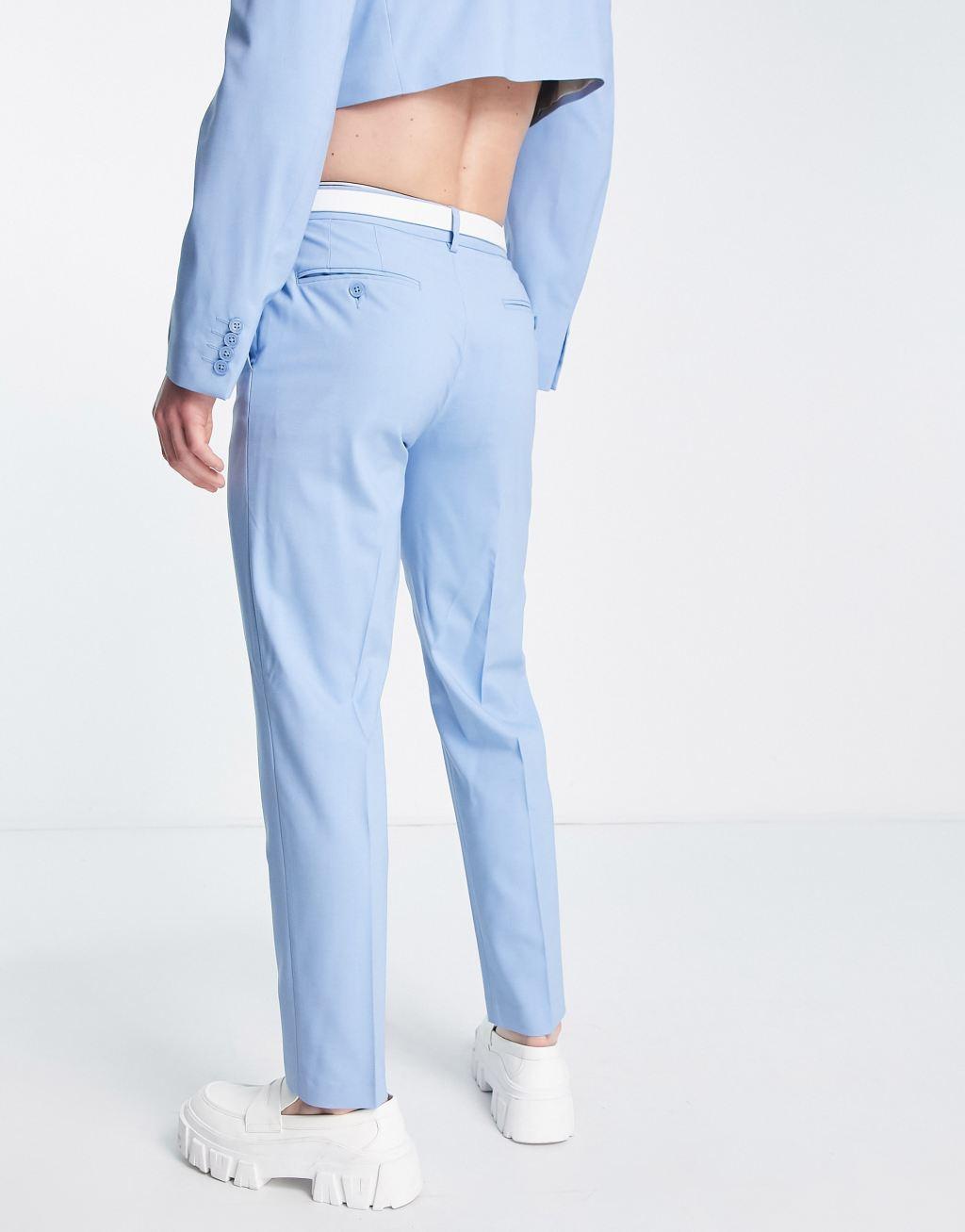 ASOS DESIGN slim suit pants in pale blue Product Image